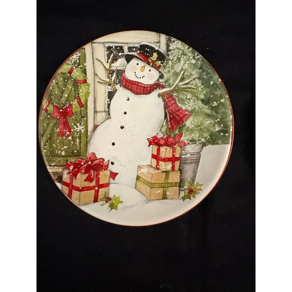 Certified International Snowman's Farmhouse 2 Dessert Plates by Susan Winget 9